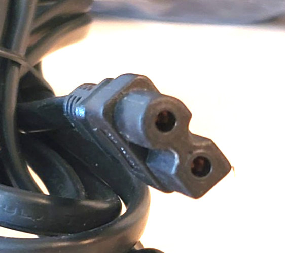 Unbranded AC POWER CORD with Square Circle end, 2-prong plug, 102″ length. NEW.