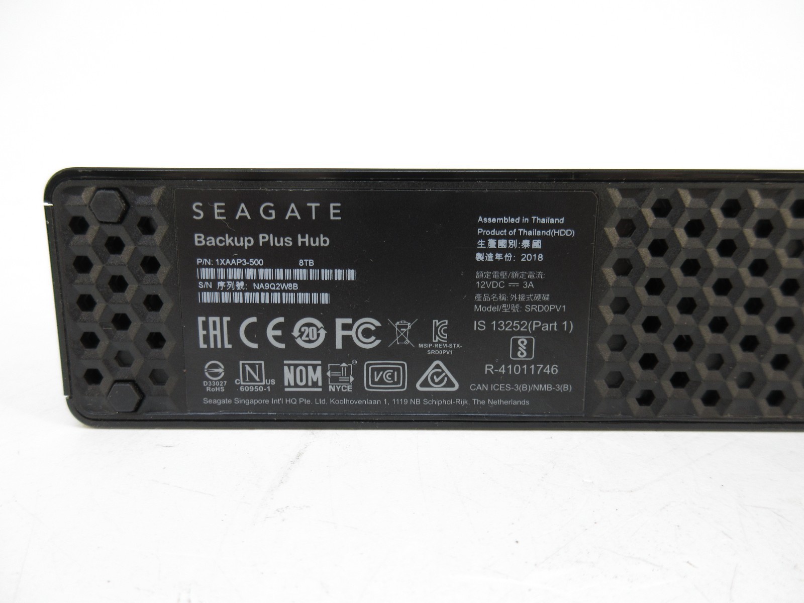 Seagate 1XAAP3-500 Backup Plus Hub 8TB External Hard Drive USB 3.0 w/ Cables