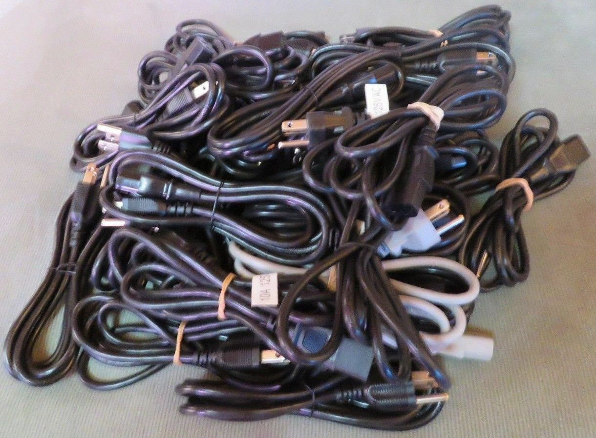 Lot of 20 3-Prong Power Cables 6FT PC, Computer Printer Power Cord