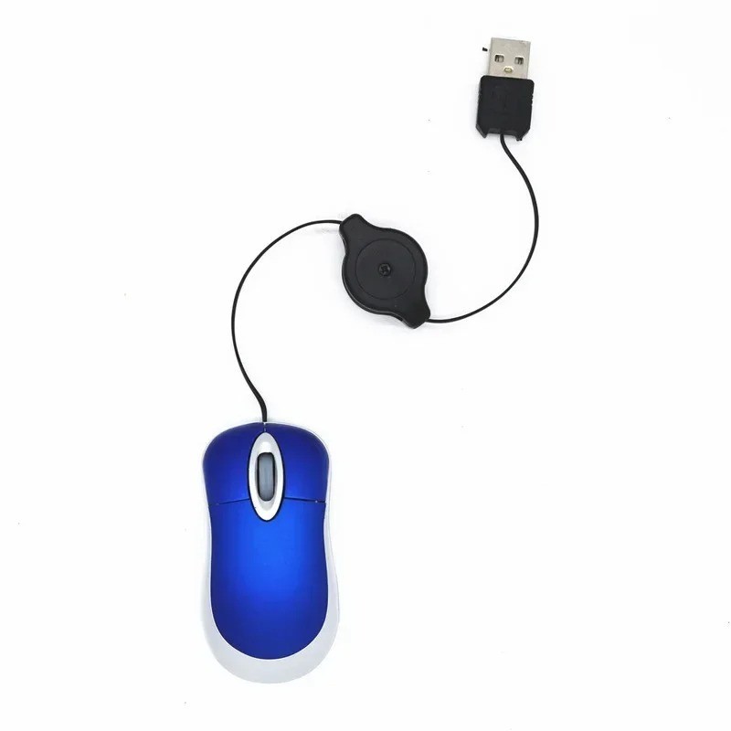 Mini Portable Wired Retractable Mouse Computer Mause Small Hand USB Optical 1000