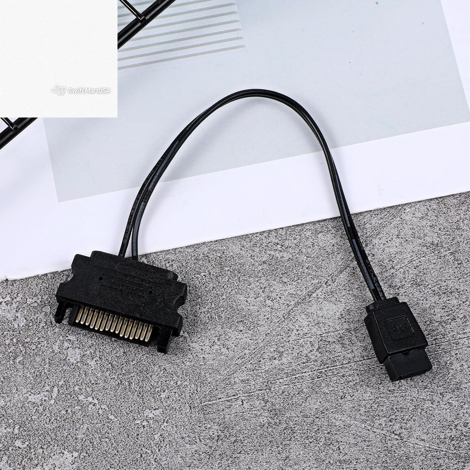 SATA 15 Pin Male to 6 Pin Slimline Power Adapter Cable for DVD Optical Drive 7″