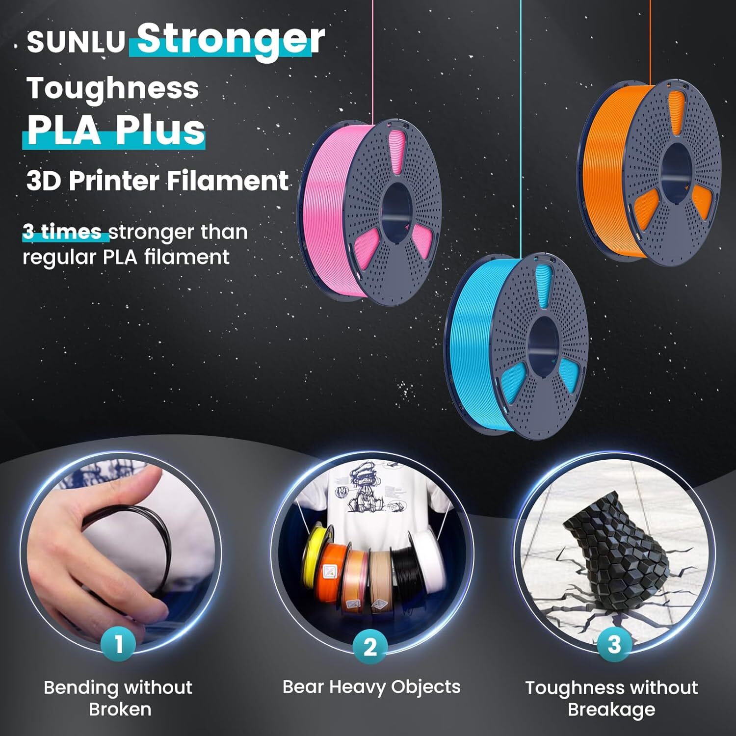 SUNLU PLA PLA+ PETG SILK ABS TPU 3D Printer Filament 1.75mm 1KG/0.25KG Non-toxic
