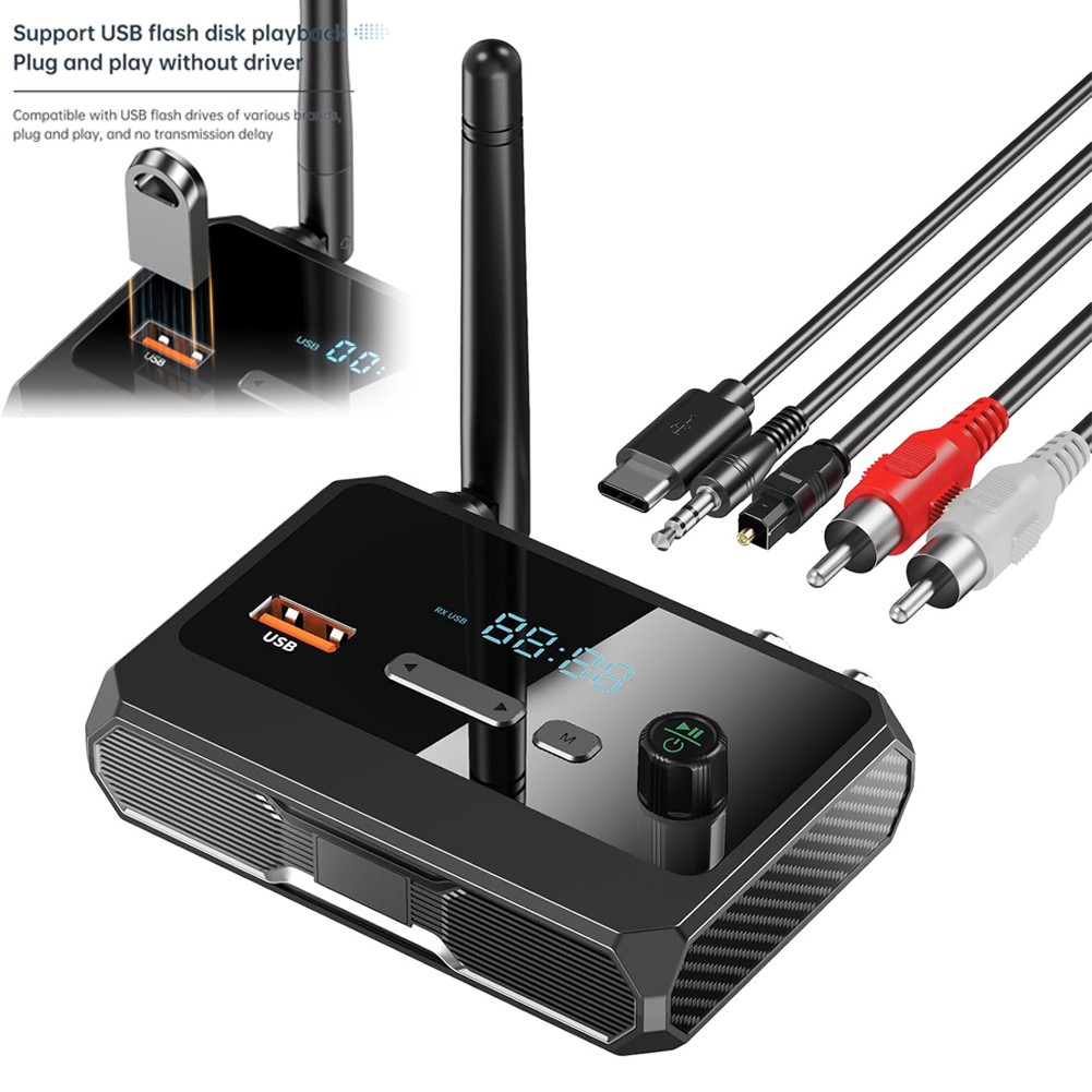 RCA Bluetooth 5.3 Receiver for Home Stereo Optical Low Latency HD Music Audio