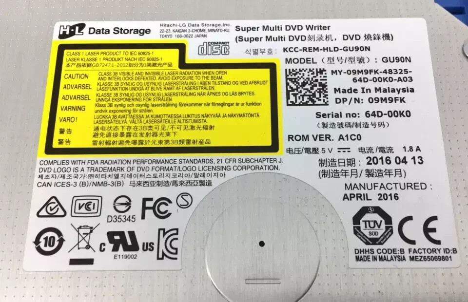 Dell Optiplex 3000 3080 3090 5000 7000 7080 7090 SFF PC SATA DVD Burner 9M9FK