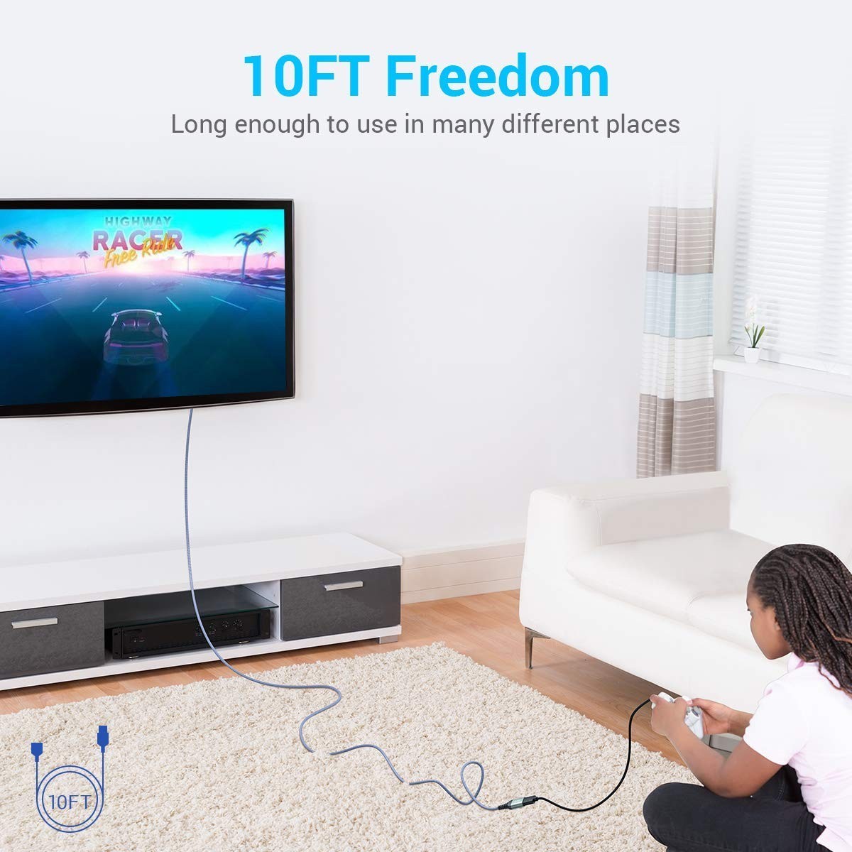 10FT USB Extension Cable USB 3.2 Extension Cord Type A Male to Female Cable