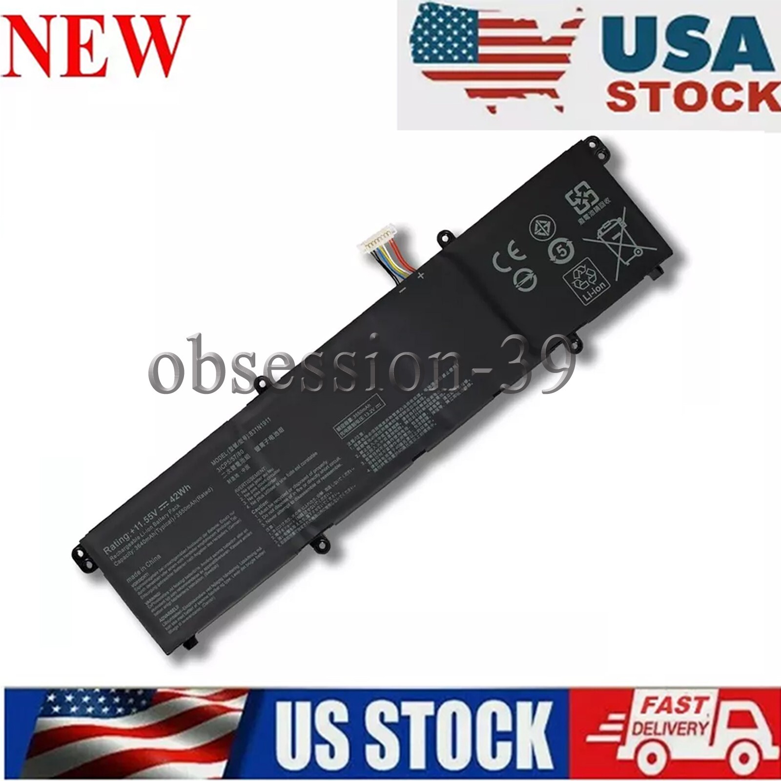 New Battery B31N1911 for Asus Vivobook F1502Z F1502ZA Laptop Battery 11.55V 42Wh