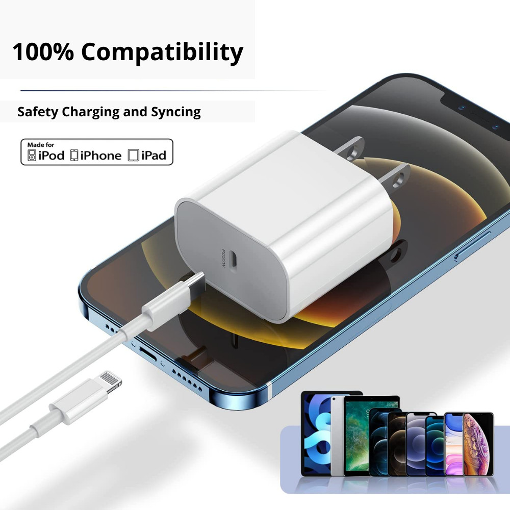 Wholesale 20W Fast Charger Adapter USB-C PD Cable For iPad iPhone 14 13 12 11 XR