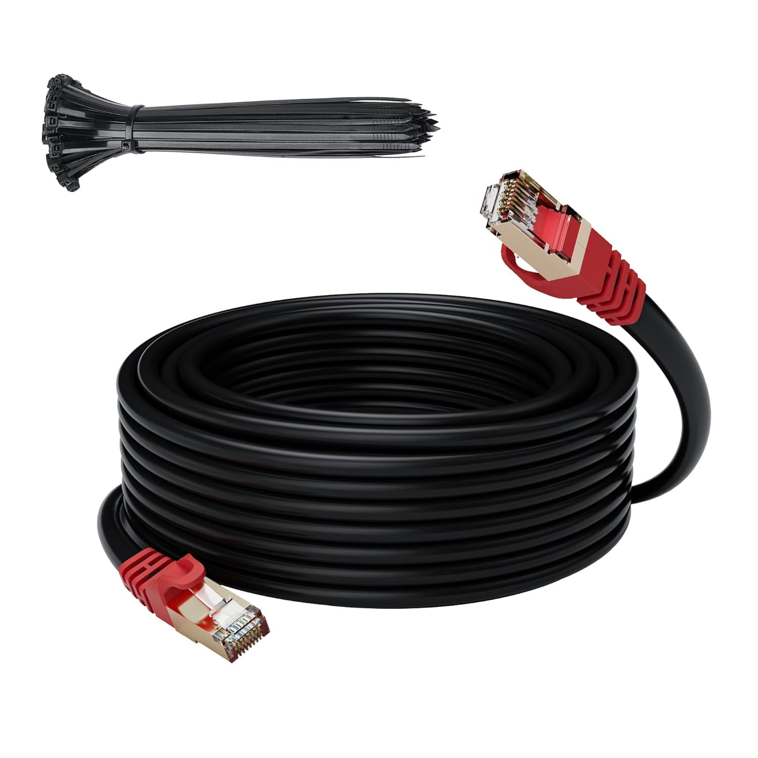 Cat 6E Cat 7 Outdoor Ethernet Cable 30 Ft,Adoreen 10Gbps Heavy-Duty Shielded