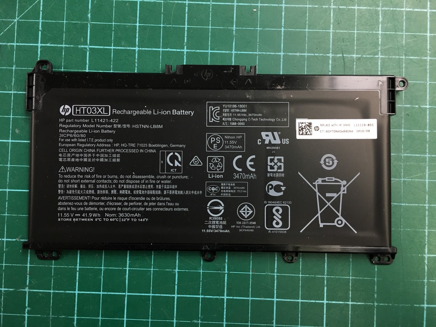 Genuine HP 15-DB 15Z-DB 15.6″ 11.55V 41.9Wh 3470mAh HT03XL L11119-855 HSTNN-LB8M