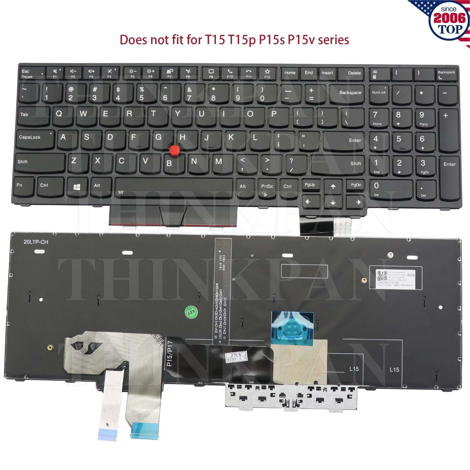 US Backlit Keyboard for Lenovo Thinkpad T15g Gen1 P15 Gen1 P17 Gen1 5M10Z54311
