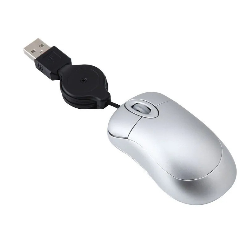 Mini Portable Wired Retractable Mouse Computer Mause Small Hand USB Optical 1000