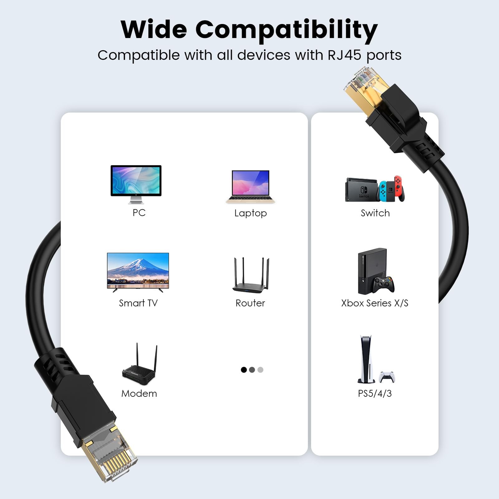 Cat 8 Ethernet Cable 6 Ft High Speed Network Cable 40gbps 2000mhz 26awg Heavy Du