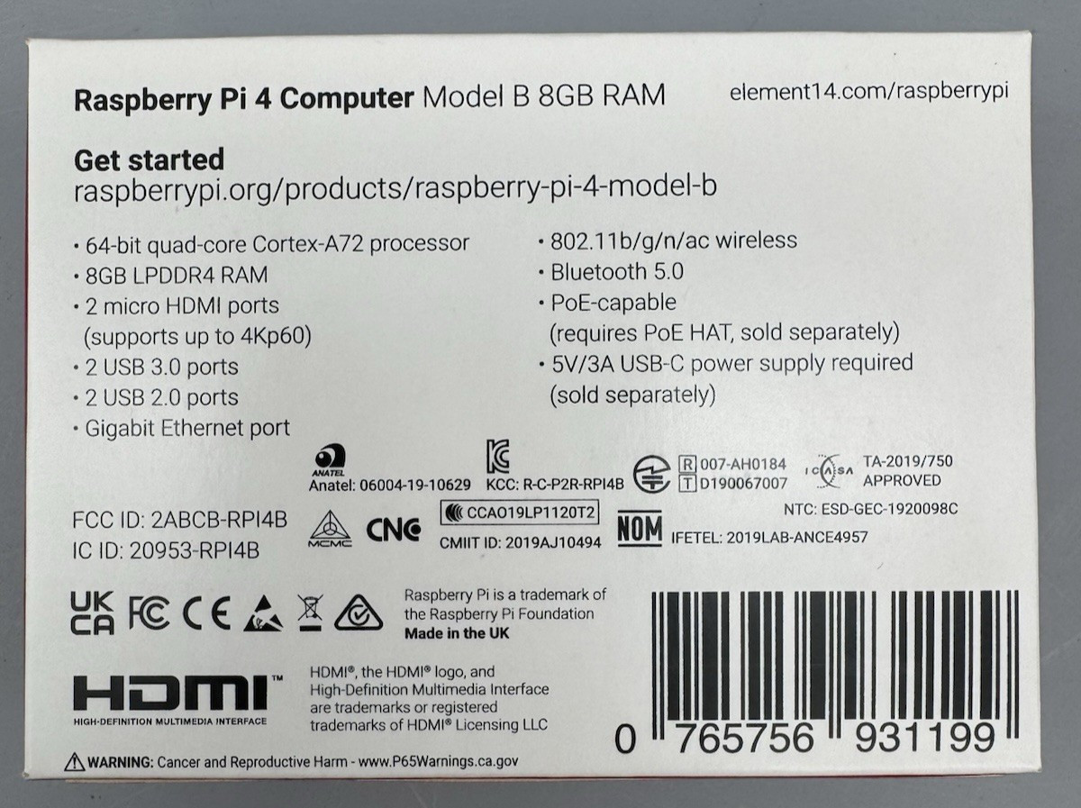 Raspberry Pi 4 Model B 8GB RAM Single Board Computer New Genuine In Box