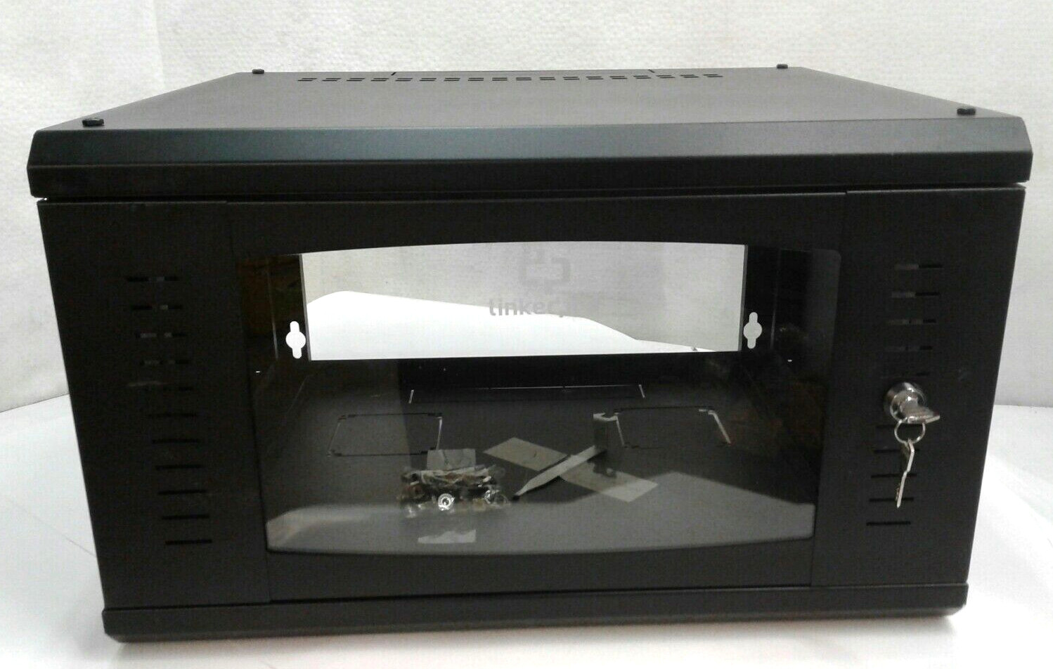 LinkedPro SR1906GFP 19″ 6 Unit Rack Wall Mount Single Door Enclosure Matte Black