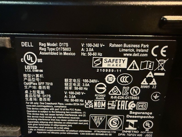 Dell OptiPlex 7010 SFF Intel i5-13500 1.80Ghz 8GB 256GB M.2 SSD DVDRW Linux