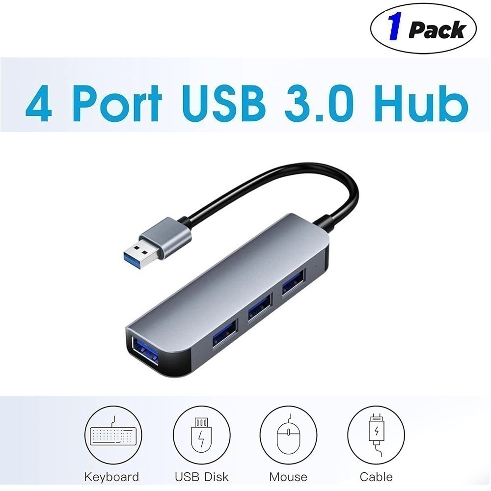 USB 3.0 Hub 4-Port Adapter Charger Data SLIM Super Speed PC Mac Laptop Desktop