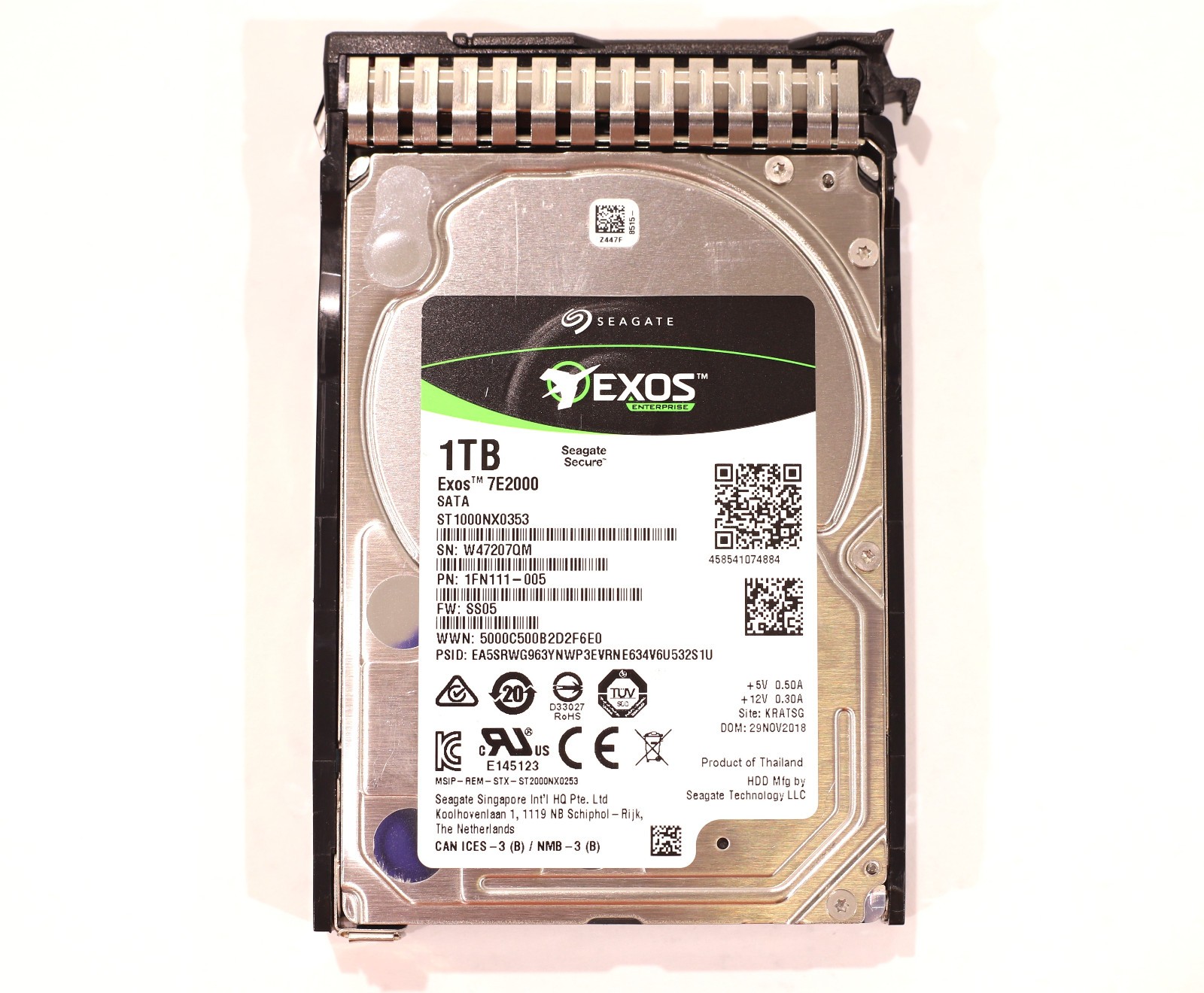Seagate ST1000NX0353 1TB 2.5″ 6Gb/s 7.2K RPM SATA HDD W/Caddy P/N: 1FN111-005