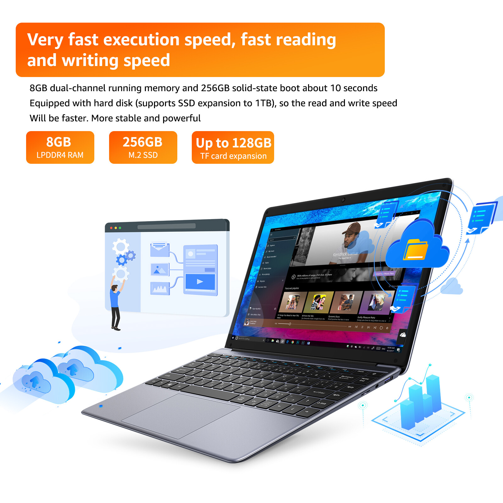 CHUWI- 14.1″ Laptop – Intel Celeron 2.8GH- 8GB Memory – 256GB SSD-HDMI Gray