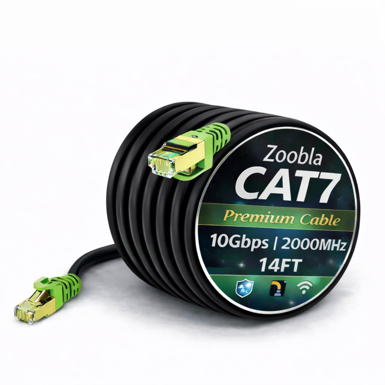 Cat7 SFTP Ethernet Patch Cord – 100% Pure Copper LAN Cable, Double Shielded (Foi