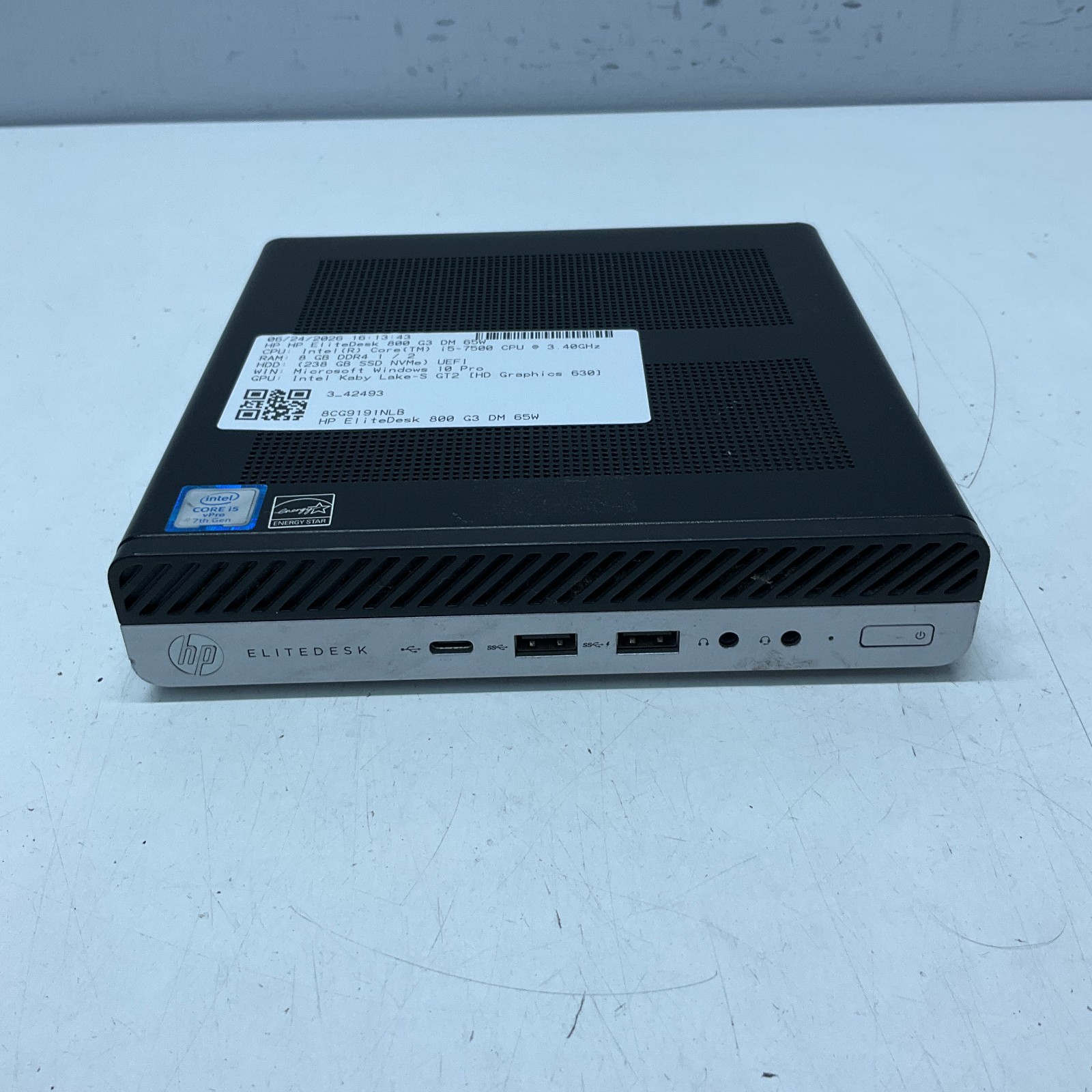 HP EliteDesk 800 G3 DM 65W Mini PC – i5-7500 / 8GB RAM/256GB SSD Windows 10 Pro