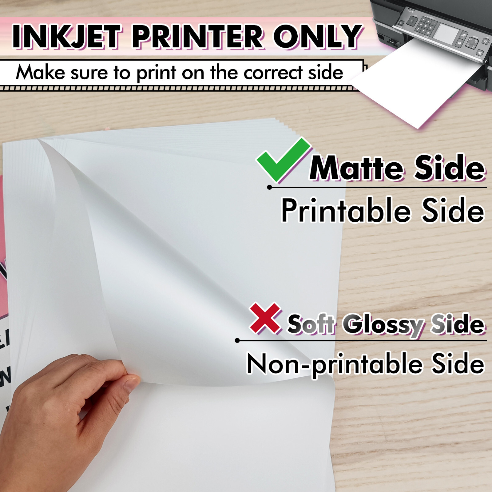 Koala Waterproof Printer Paper 8.5×11 Matte White Inkjet Printable Vinyl Sheets