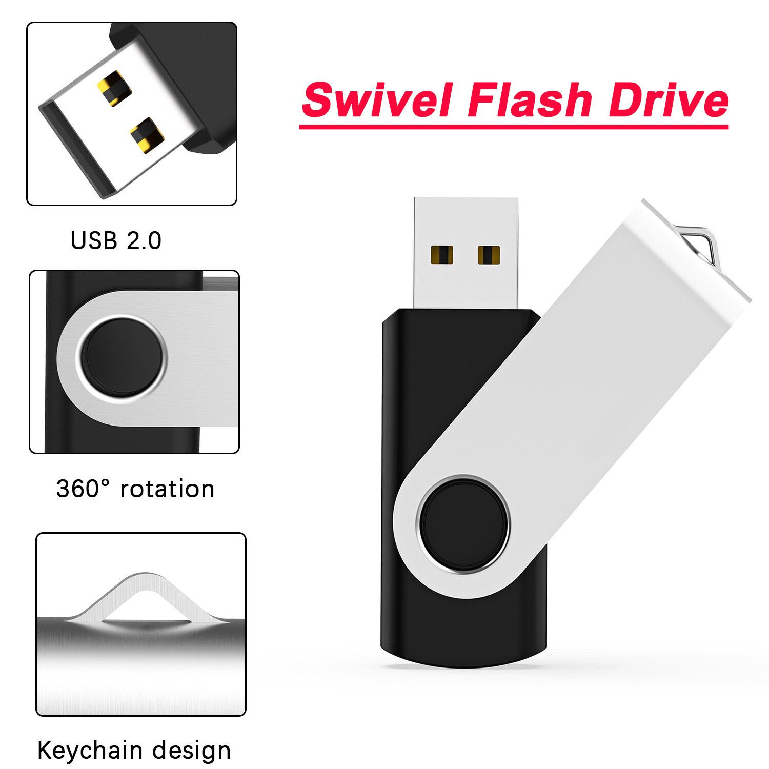 4GB USB 2.0 Flash Drive Memory Stick Swivel Thumb Drive Stick Pen Drive Lot