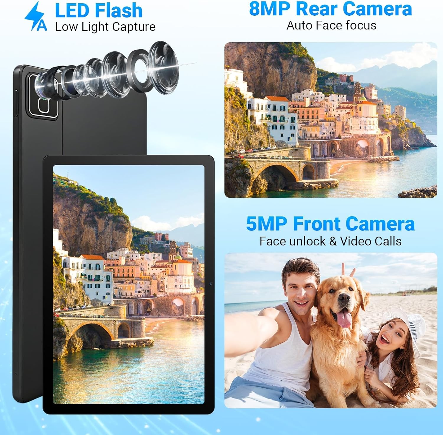 Android 16 Tablet 11 inch 30GB RAM 128GB ROM 7800mAh WiFi 6 BT 5.4 Dual Camera