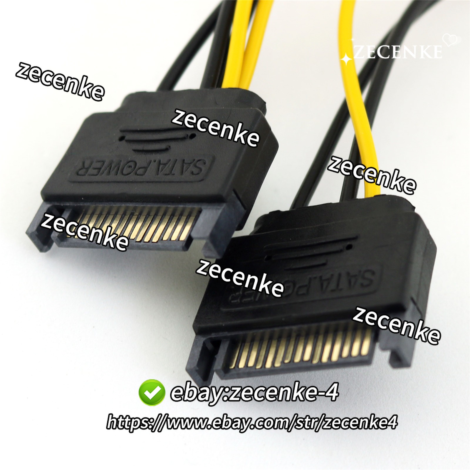 1pc 2x SATA 15 Pin Male to 6+2 Pin 8Pin PCI-E Express Video Power Adapter Cable