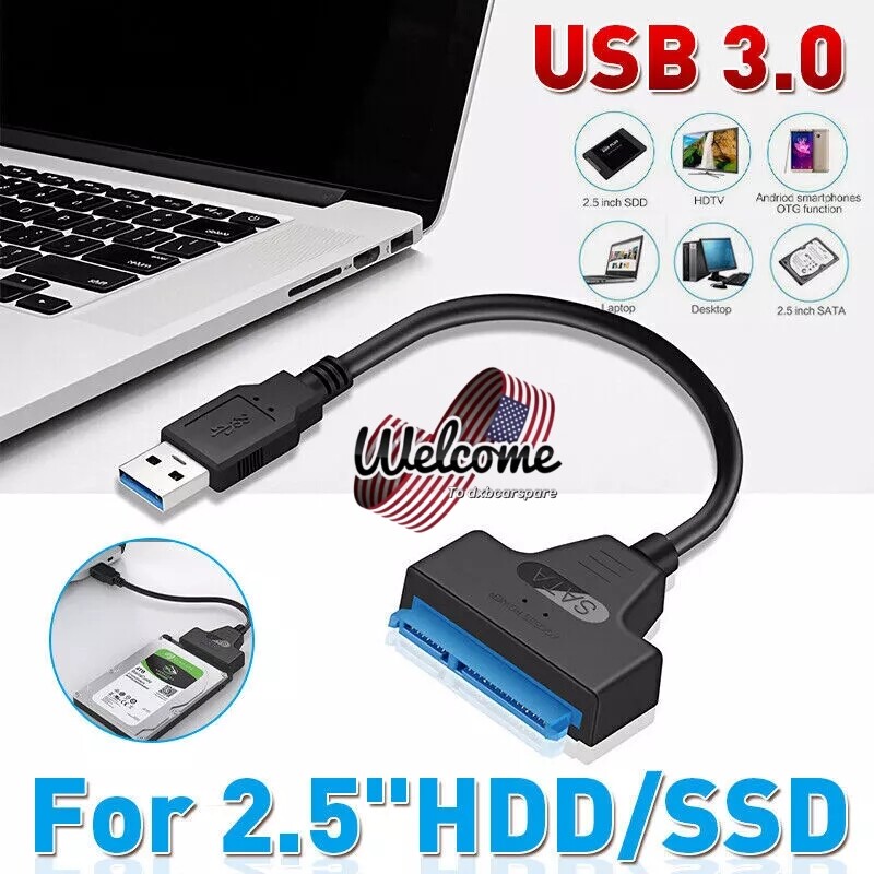USB3.0 to SATA 2.5″ Hard Drive HDD SSD Adapter Converter USB SATA Cable External