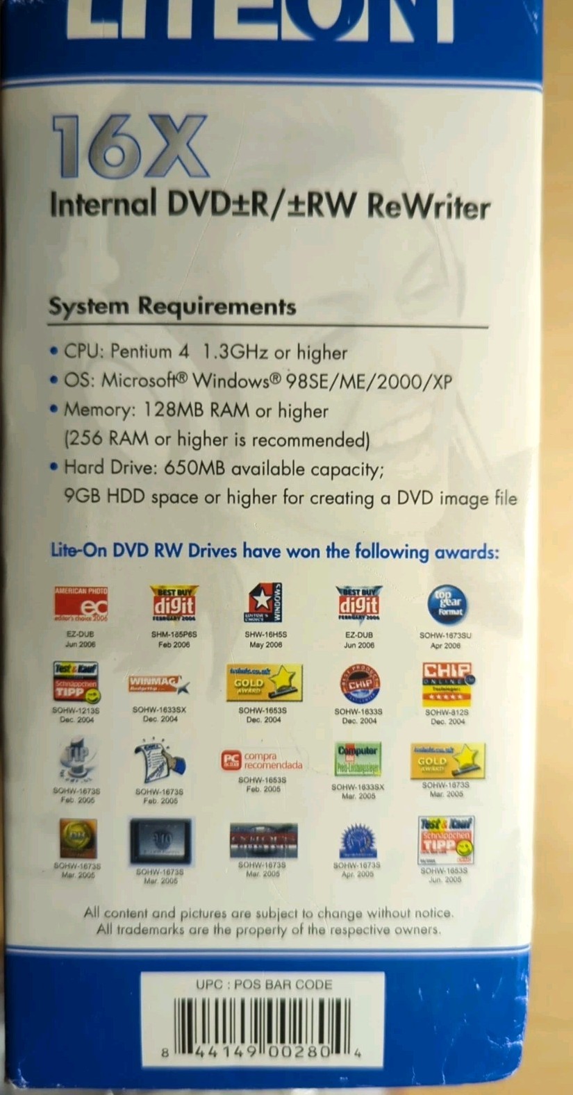 LITE-ON 16x Internal DVD+/-R / +/-RW Rewriter Double/Dual Layer New Open Box