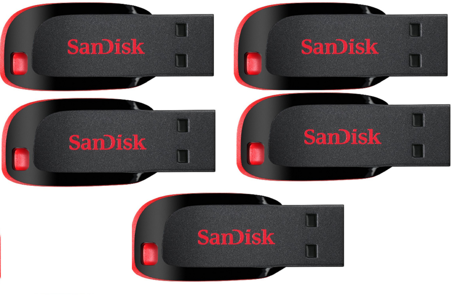 SanDisk Cruzer Blade 128GB USB 2.0 Flash Drive Thumb Memory Stick Lot Pack of 5