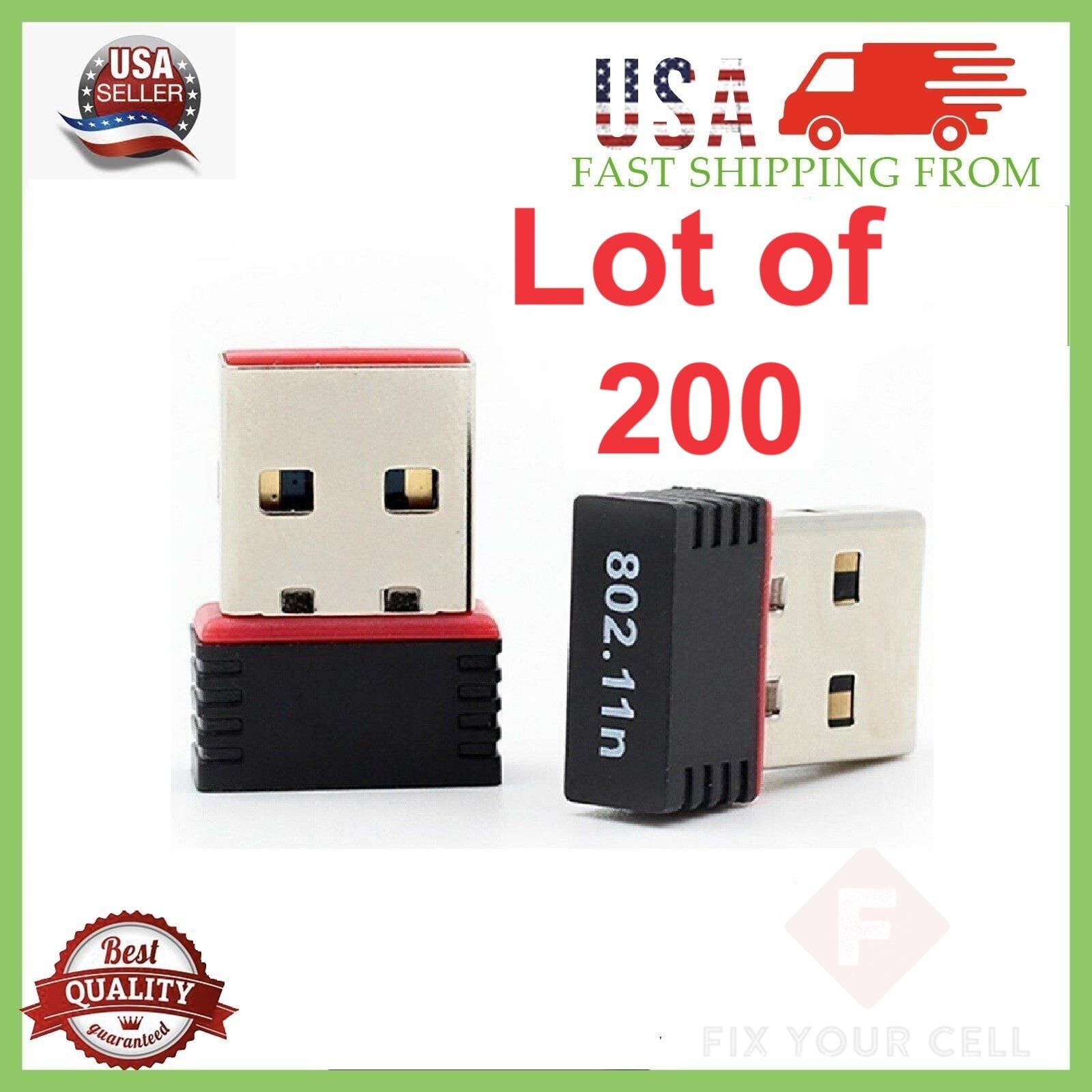 Lot of 200 Mini USB WiFi WLAN Wireless Network Adapter 802.11 Dongle RTL8188