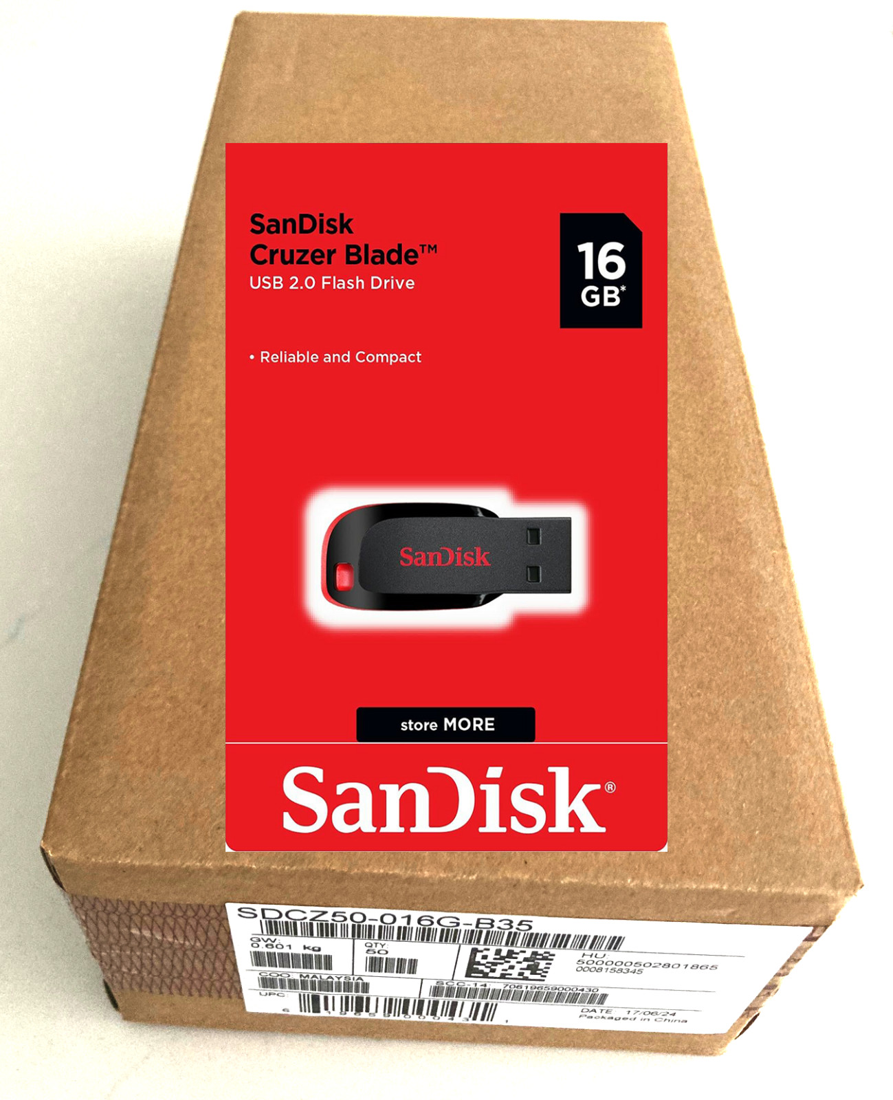 SanDisk Cruzer Blade 16GB USB 2.0 Flash Drive Thumb Memory Stick 50 Units Box