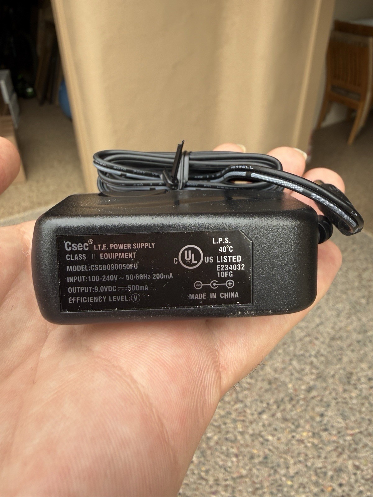 Csec Power Supply CS5B090050FU 9V 500mA AC Adapter