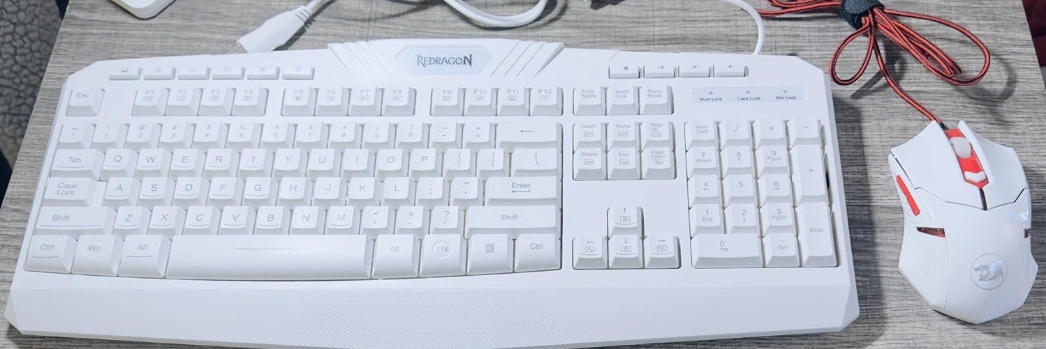 Redragon Gaming Essentials wired Keyboard/Mouse S101W 2 In 1 Set White