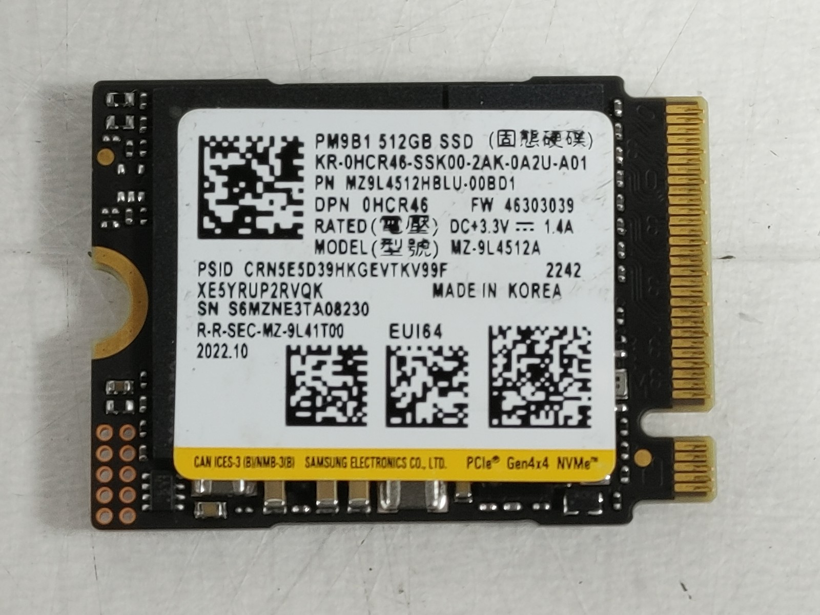 Samsung PM9B1 MZ-9L4512A 512 GB NVMe 30mm Solid State Drive