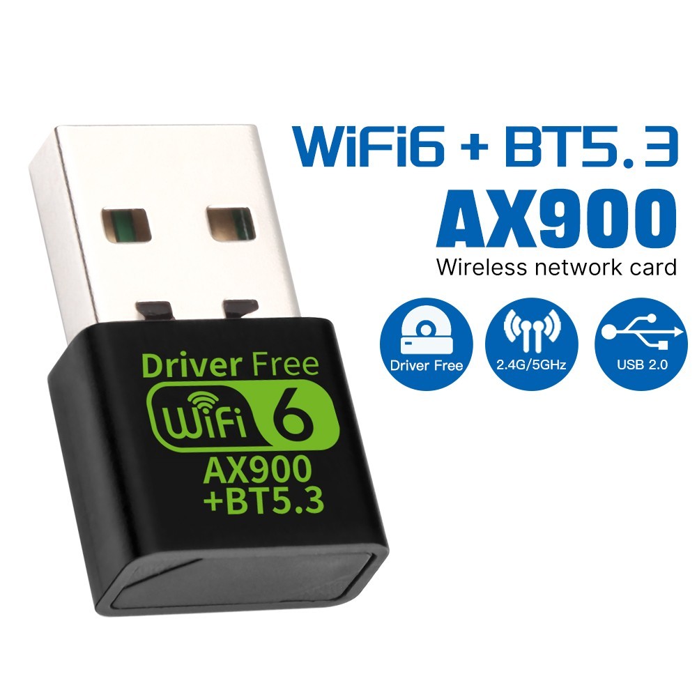 AX900 WiFi 6 USB Adapter 2-in-1 with BT5.3 Dual-Band for Win10/11 Desktop Laptop