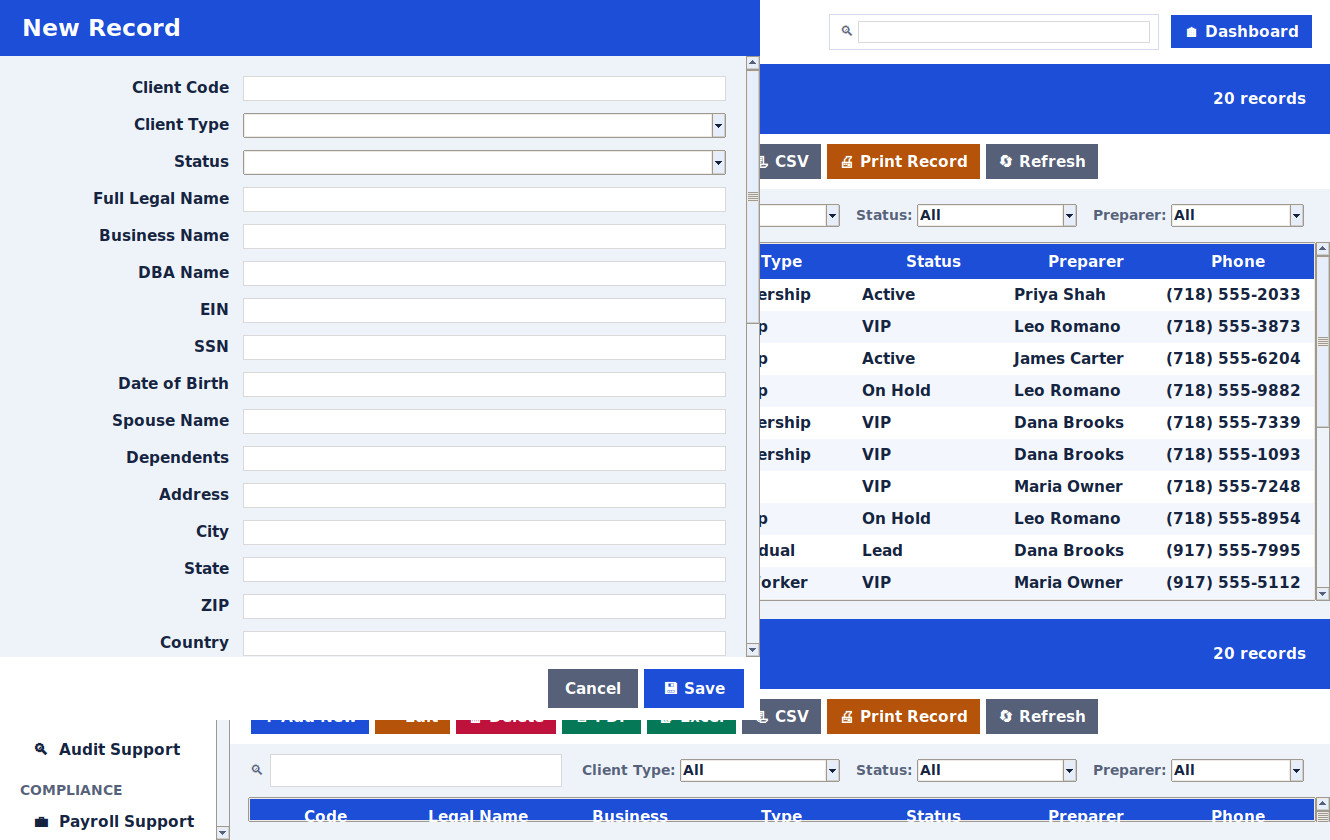 Bookkeeping & Tax Business Management Software Bookkeeper Tax Preparer Win/MAC