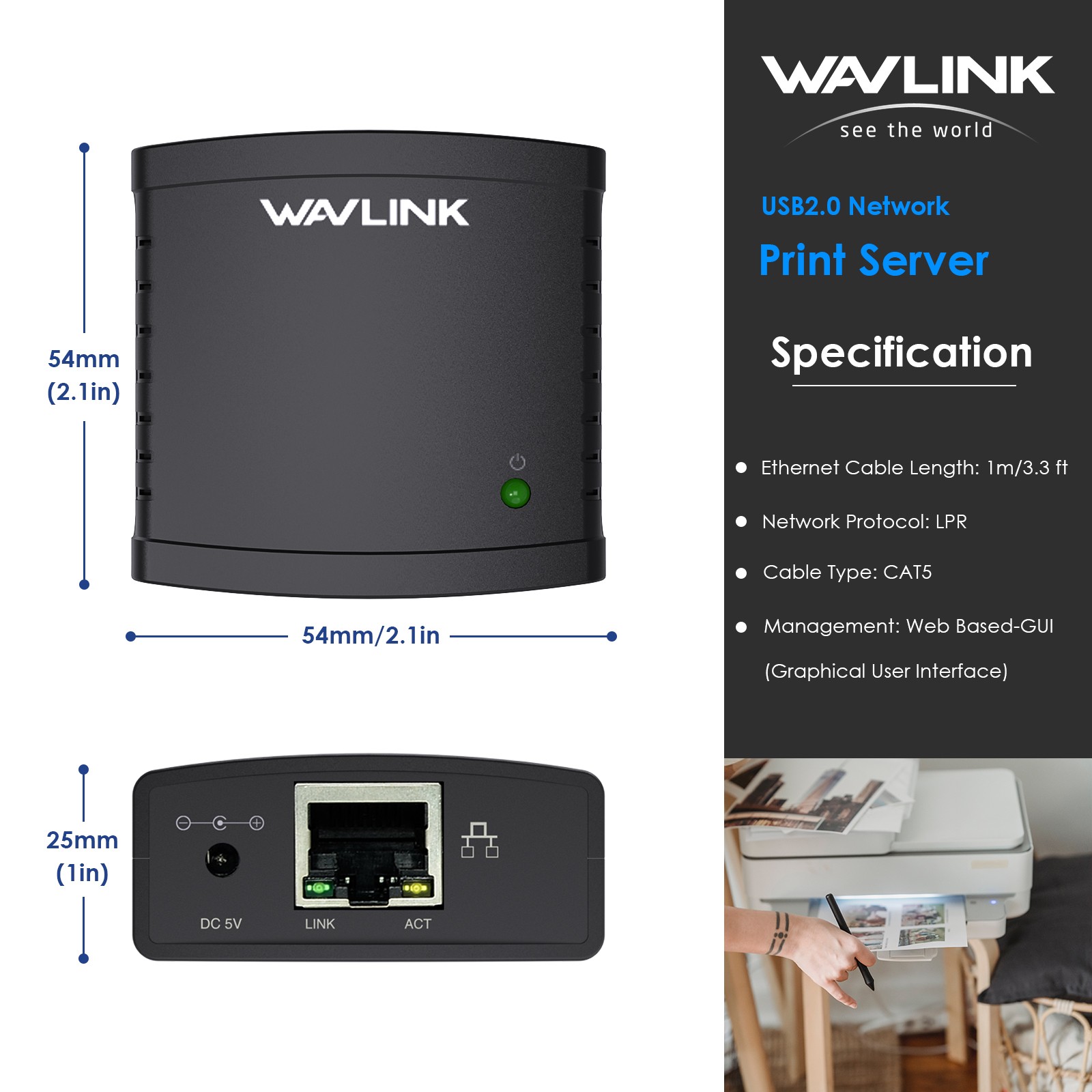 USB 2.0 Network Print Server LAN Print Share Server USB Wireless Print Server
