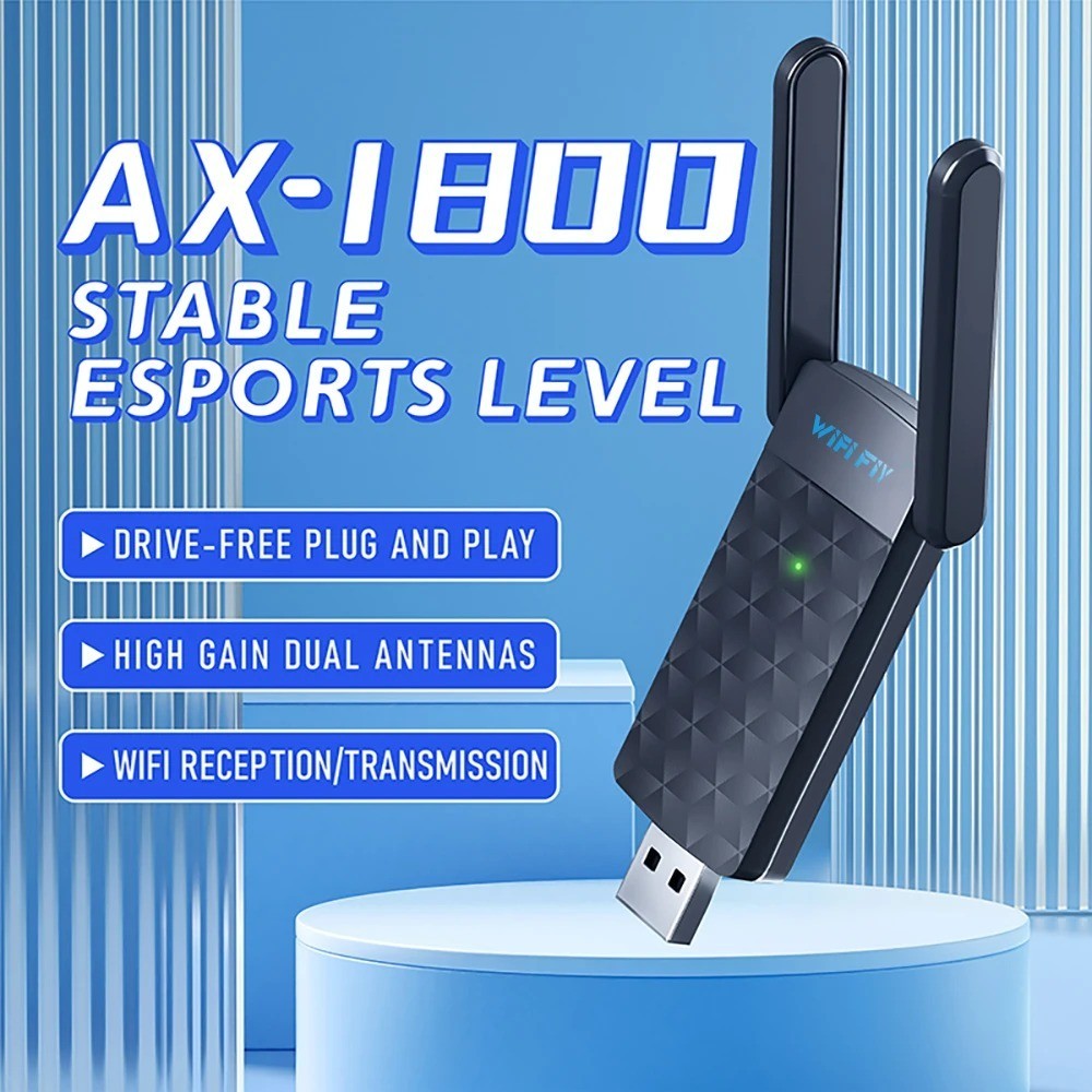 1800Mbps WiFi 6 AX1800 Dual-Band USB 3.0 Wireless Adapter for PC Desktop