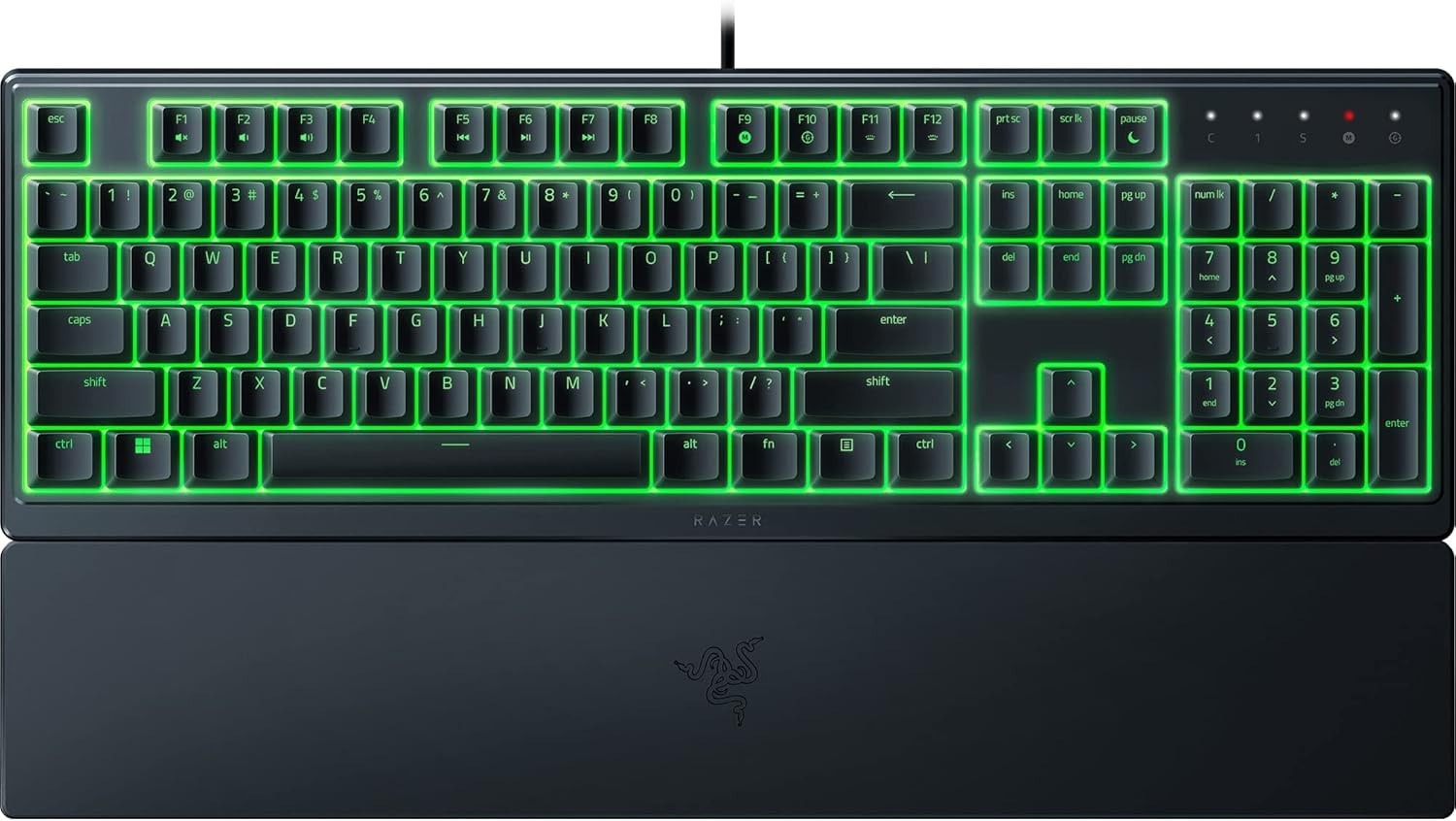 Razer Ornata V3X/RGB Green Gaming Keyboard/Silent Keys/Wrist Rest – NEW