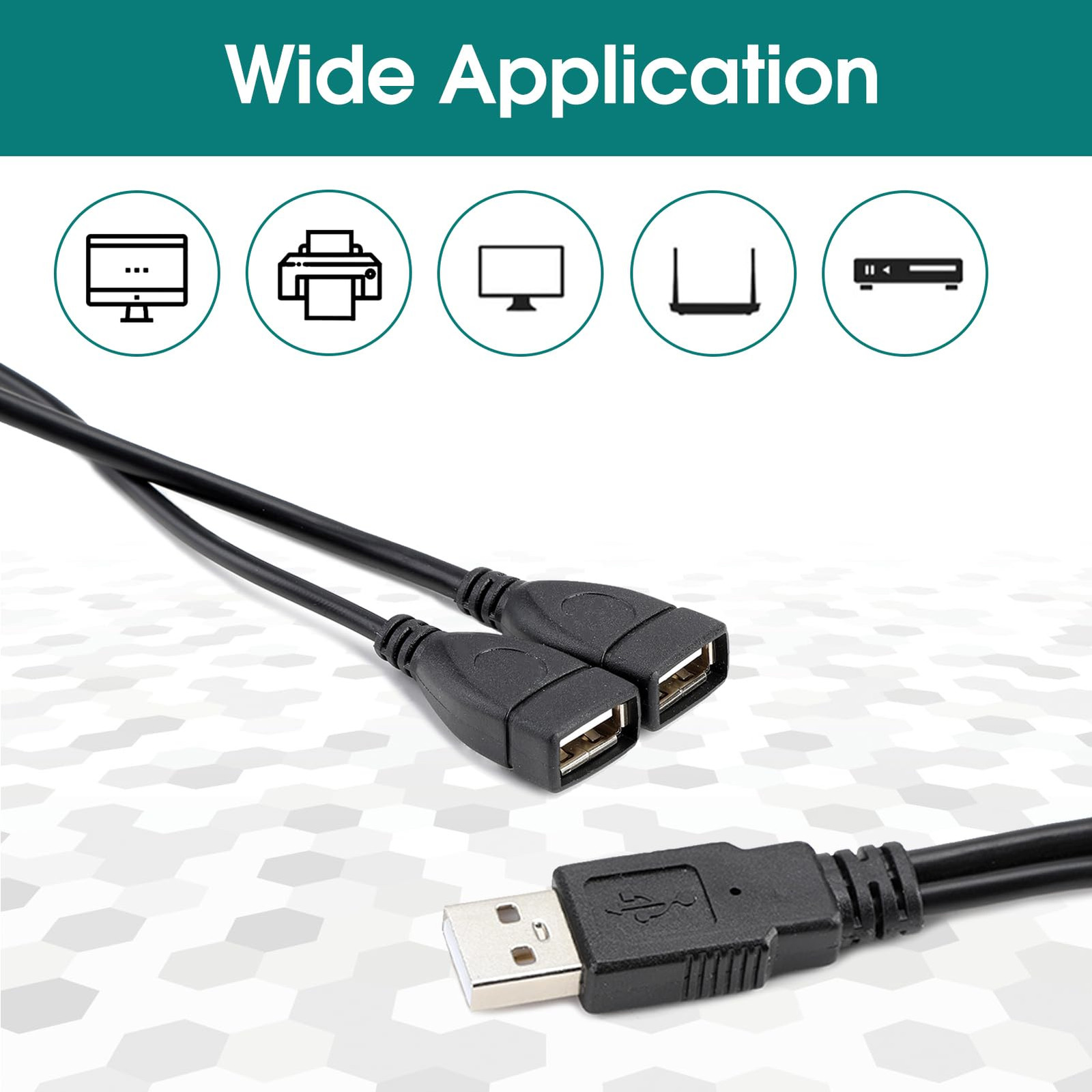 USB 2.0 A Male To 2 Dual USB Female Jack Y Splitter Hub Power Adapter Cable Lot