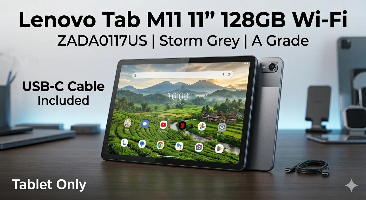 Lenovo Tab M11 11″ 128GB Wi-Fi Storm Gray Android Tablet ZADA0117US Refurbished