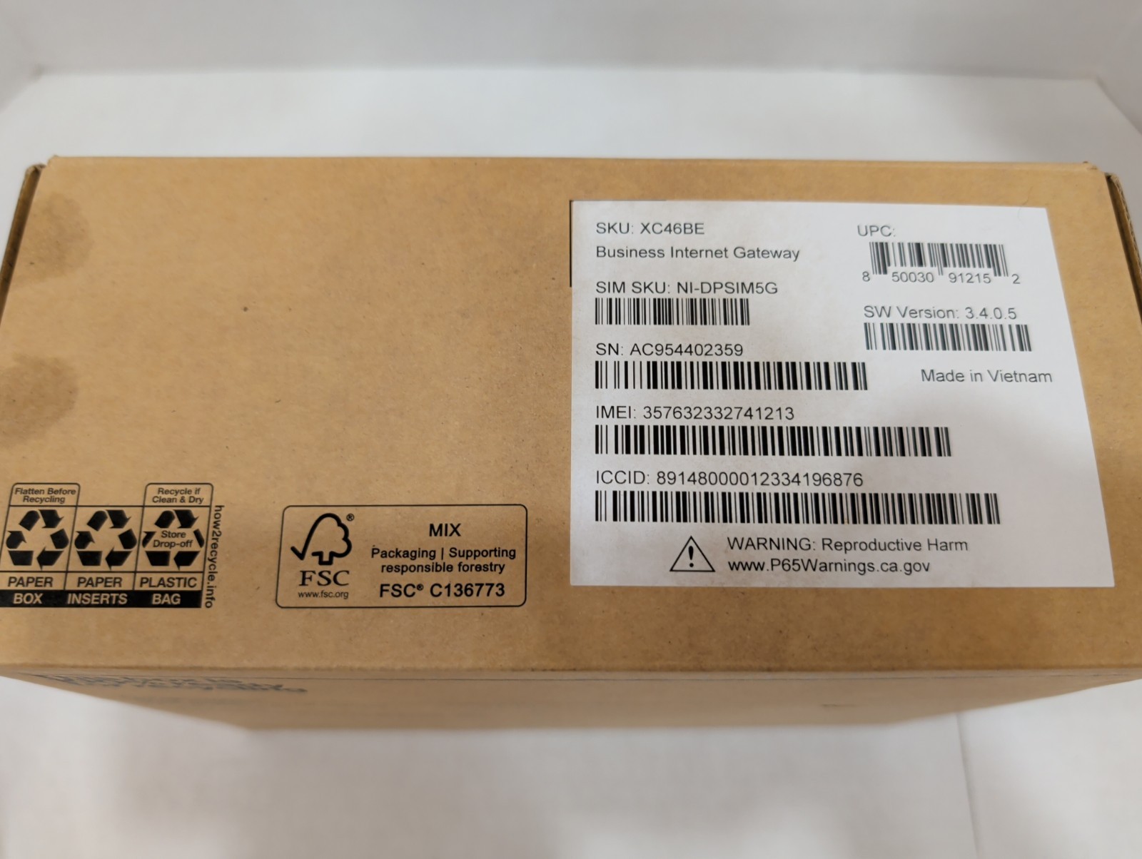 NOB Verizon Business 5G Internet Gateway 2-Port Ethernet Router (XC46BE) Black