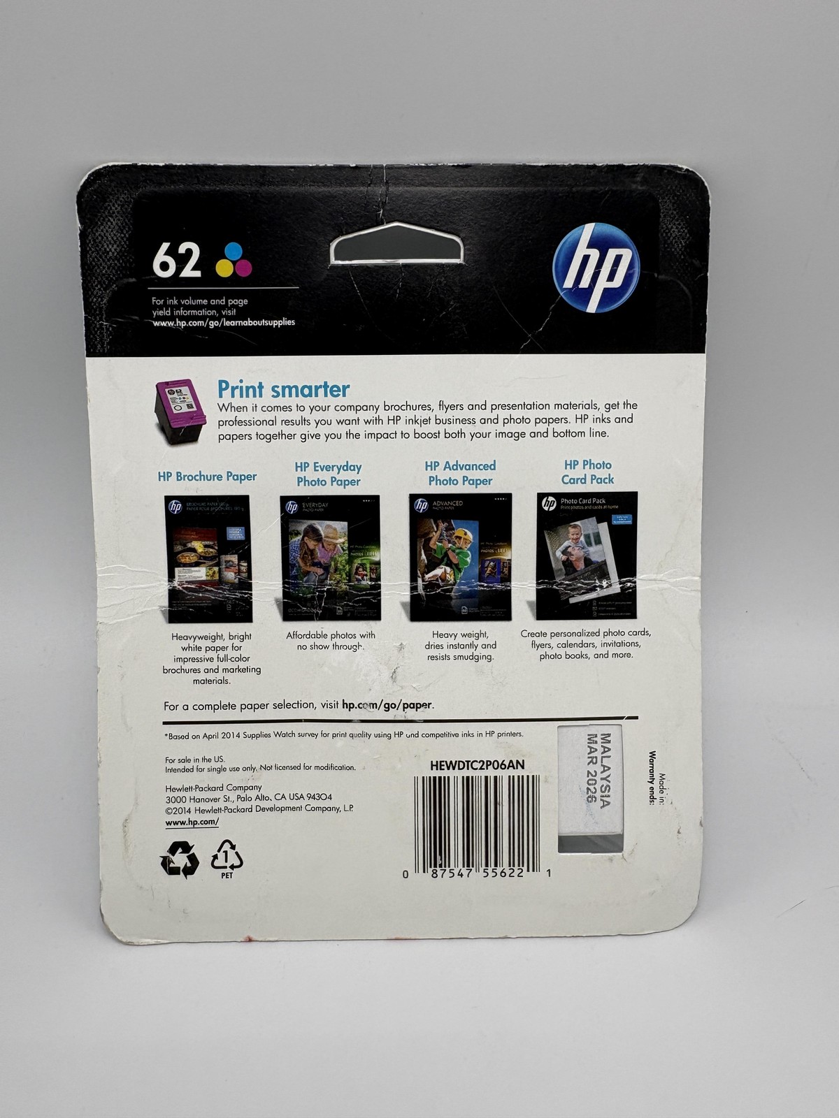HP 62 Tri-Color Ink Cartridge New Genuine OEM HEWDTC2P06AN MAR 2026 Malaysia
