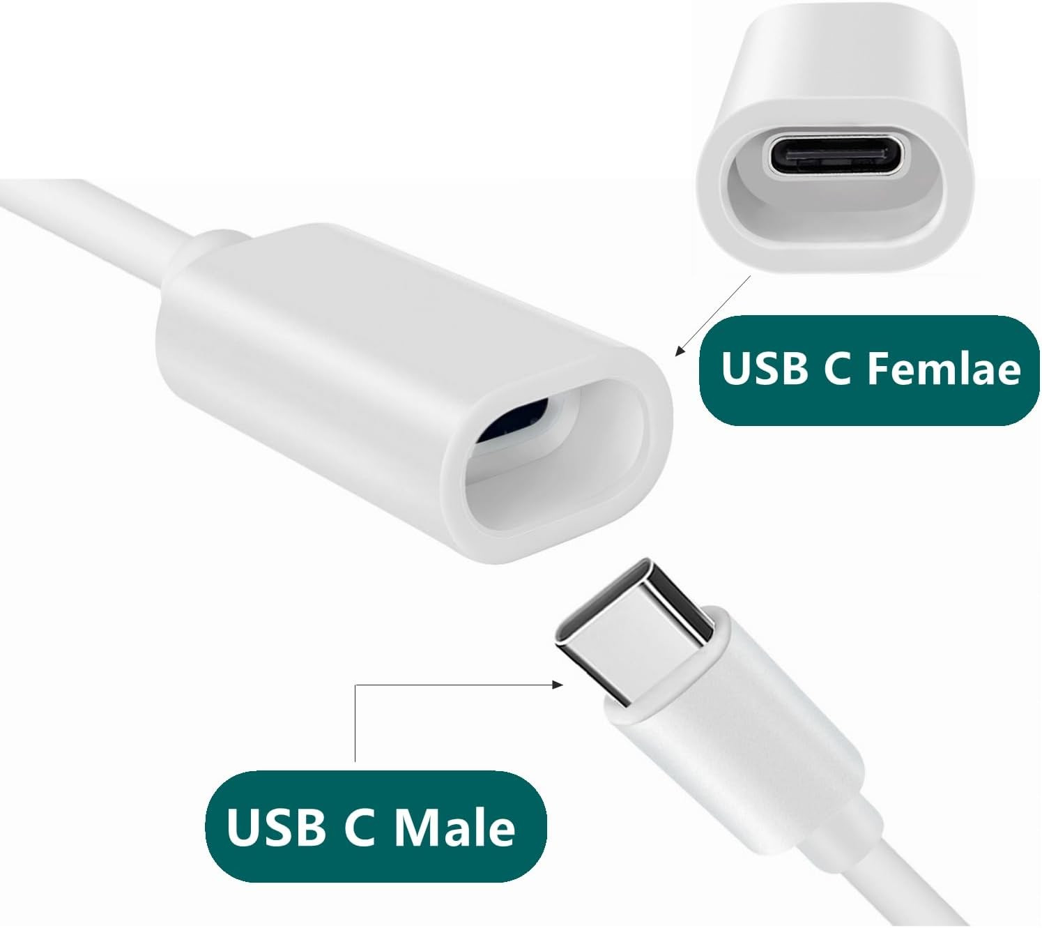 10Ft Long Type C Extension Cable, USB C Male to Female Extender Cord Compatible