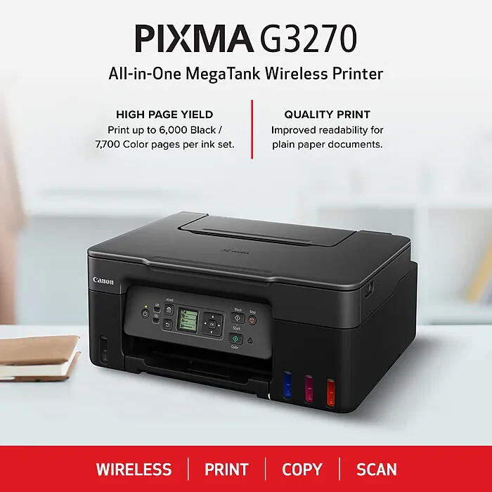 Canon PIXMA G3270 MegaTank Wireless Color All-in-One Inkjet Printer
