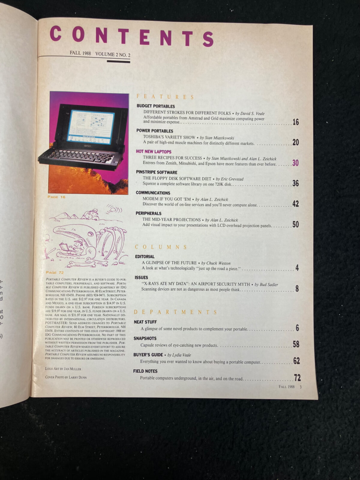 PORTABLE COMPUTER REVIEW, PC BUYER’S GUIDE, FALL 1988, SPECIAL ISSUE