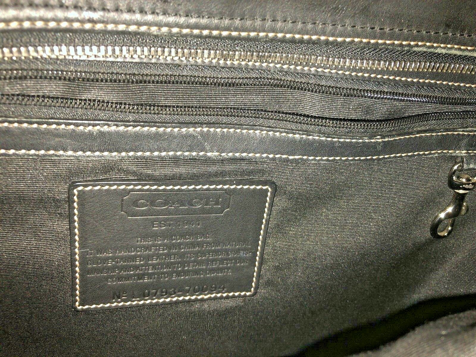 VINTAGE COACH LAPTOP BRIEFCASE MEN OR WOMEN BLACK W WHITE STITCHING