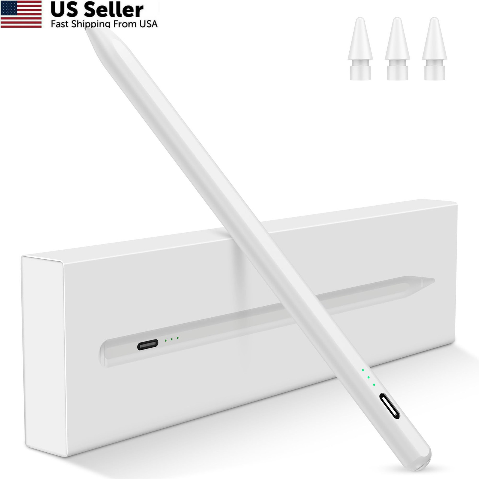 Stylus Pen for iPad 2026-2018, 15 Mins Fast Charge Pencil A16 White
